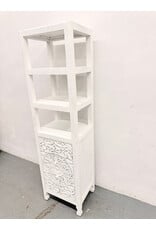 Anthropologie Handcarved Lombok White Wood Storage Cabinet/Bookcase