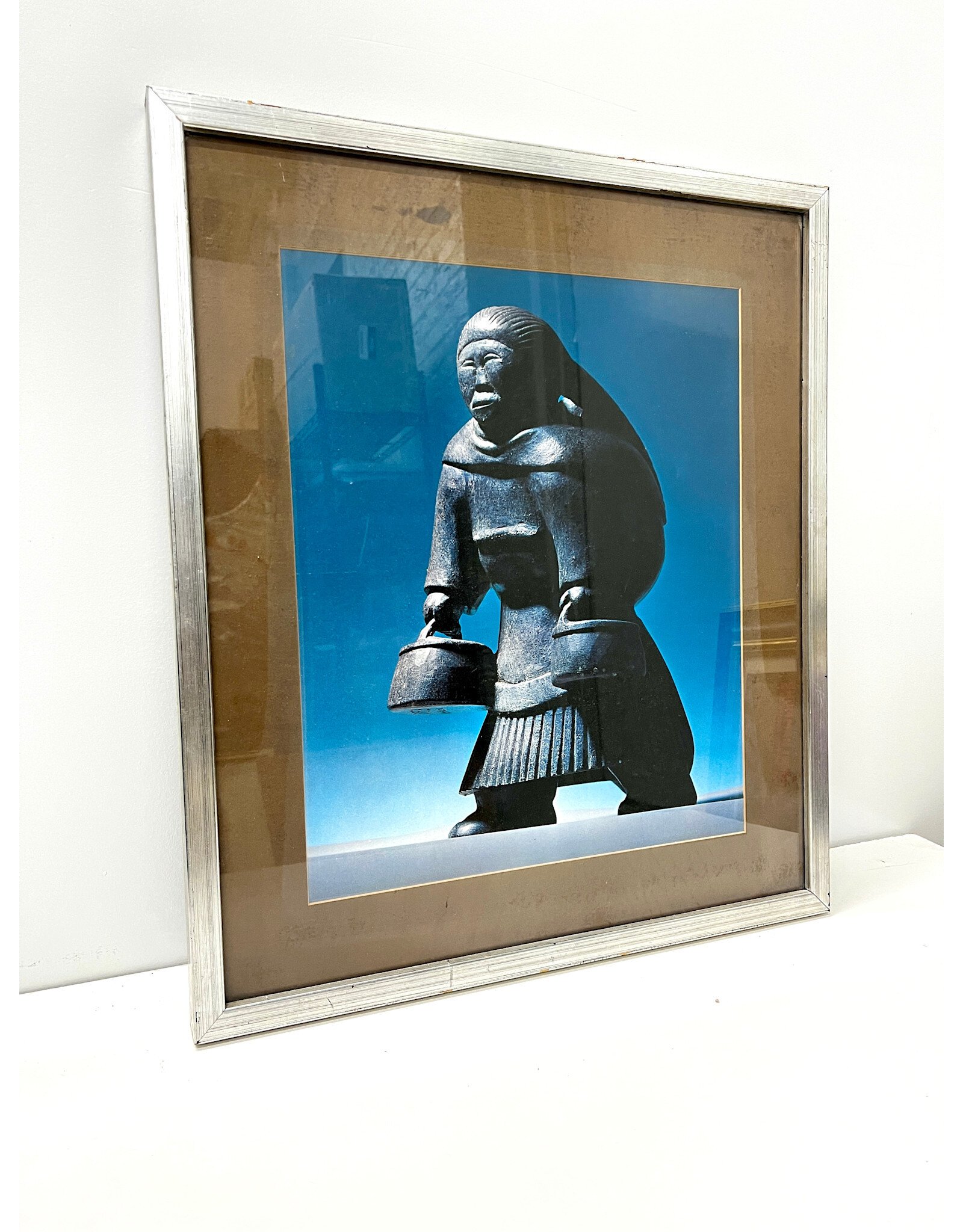Framed Print of an Inuit Soapstone Carving by Elijassiapik