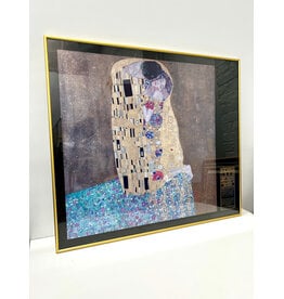 Vienna 1900 at the Museum of Modern Art, framed vintage poster featuring "The Kiss" by Gustav Klimt