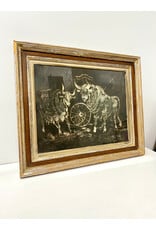 Two Bulls, framed print, sgnd l.l.