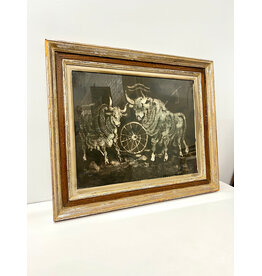 Two Bulls, framed print, sgnd l.l.