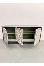 Modern Handmade Bone Inlay Floral Storage Media Unit