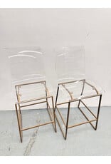 Modern Acrylic & Brass Counter Stool (Each)