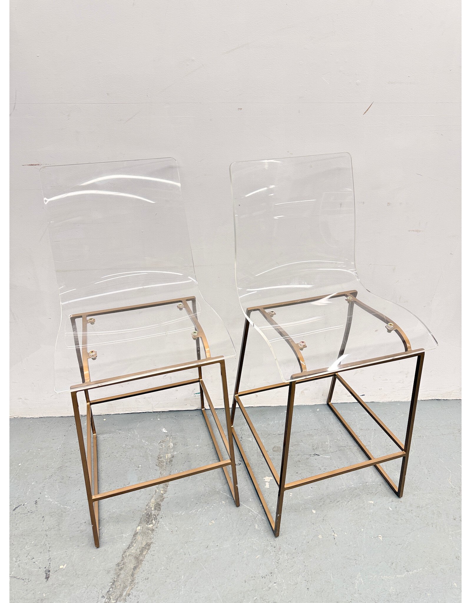 Modern Acrylic & Brass Counter Stool (Each)