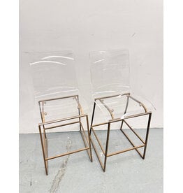 Modern Acrylic & Brass Counter Stool (Each)