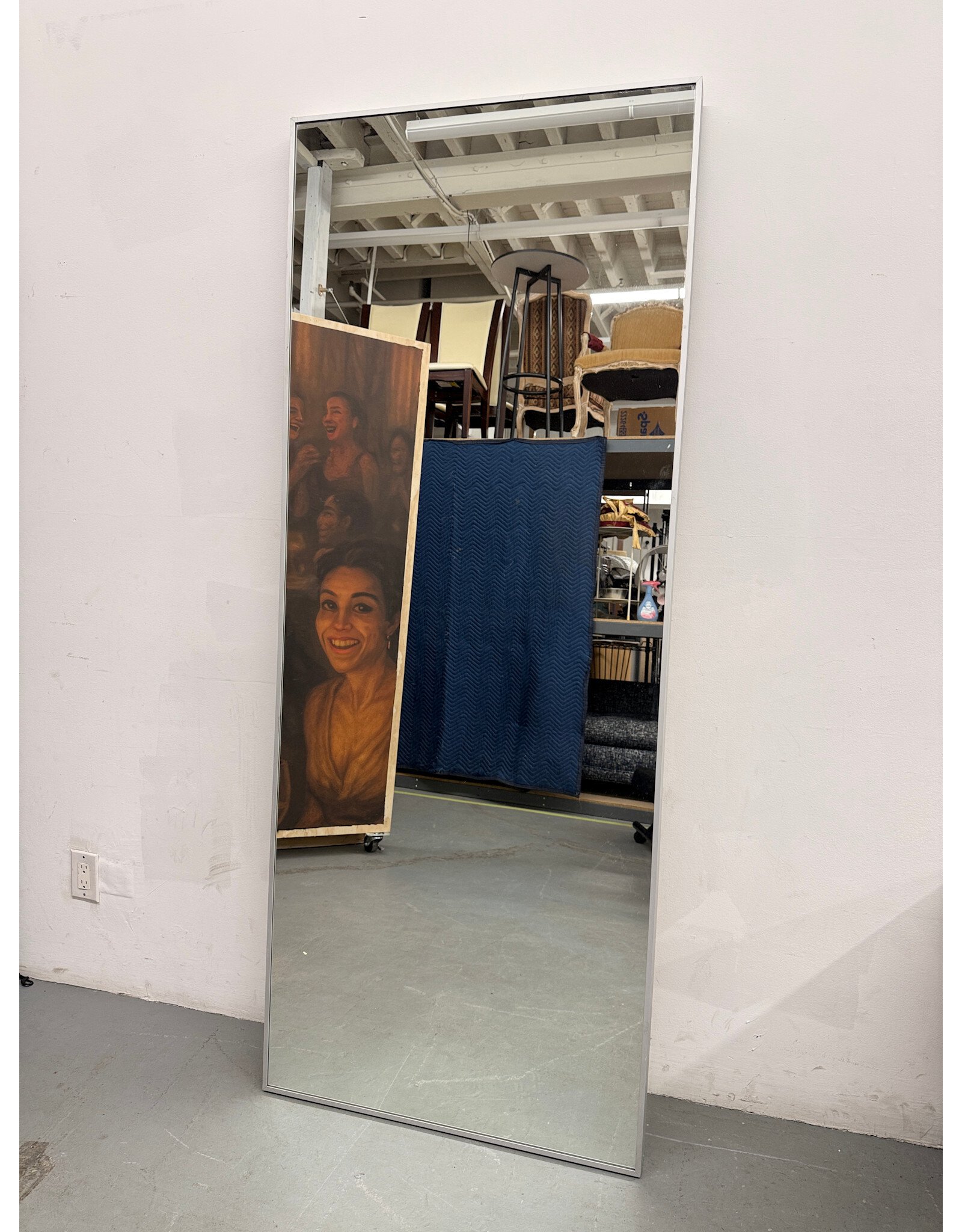 Ikea Aluminum Hovet Framed Floor Mirror