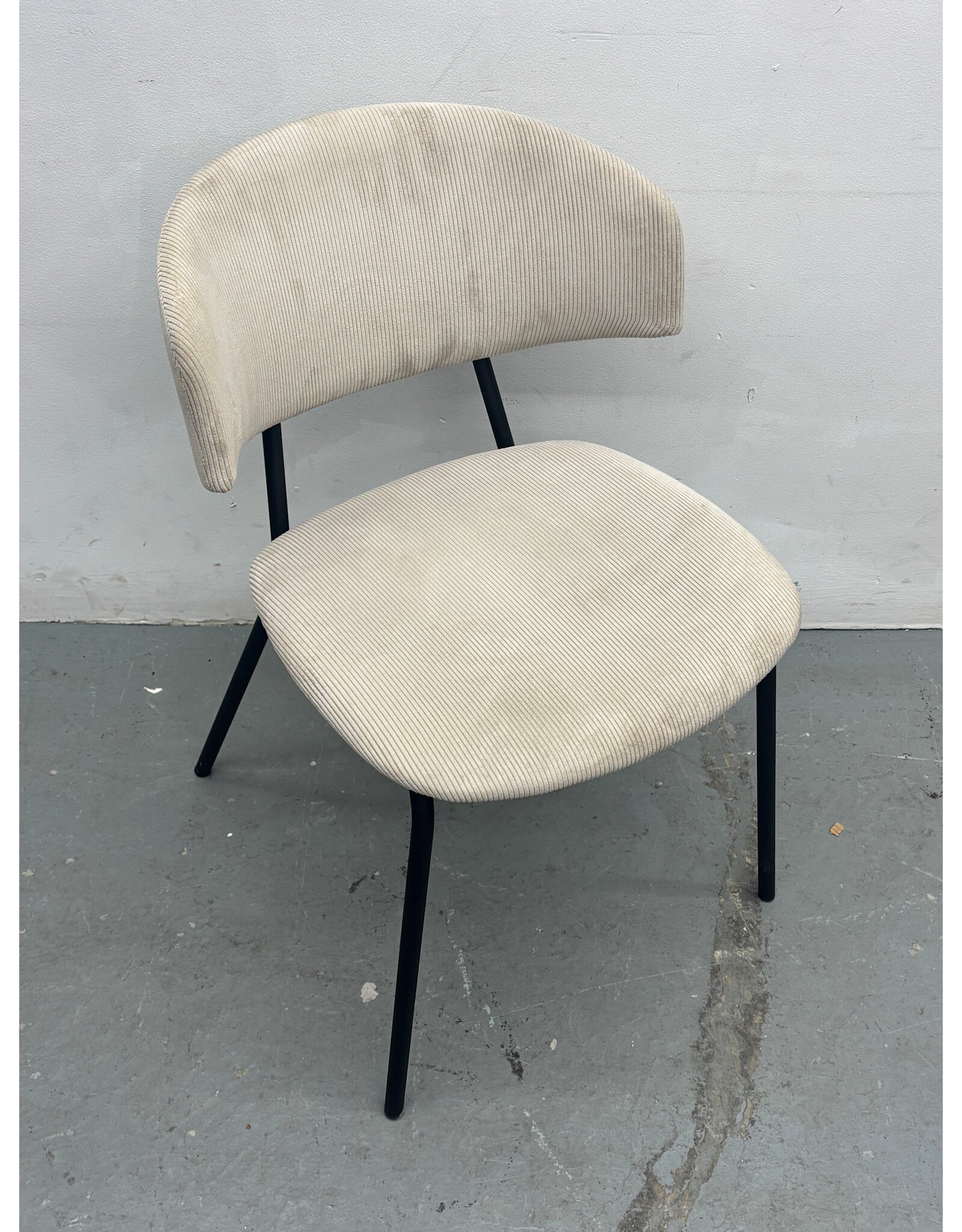 Cream Corduroy Modern Dining Chair