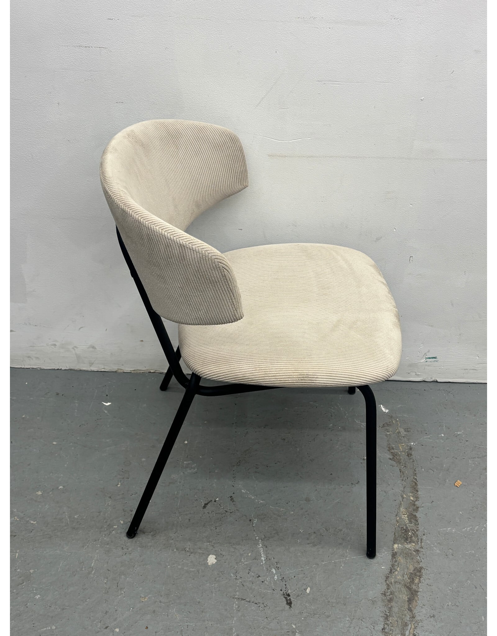 Cream Corduroy Modern Dining Chair