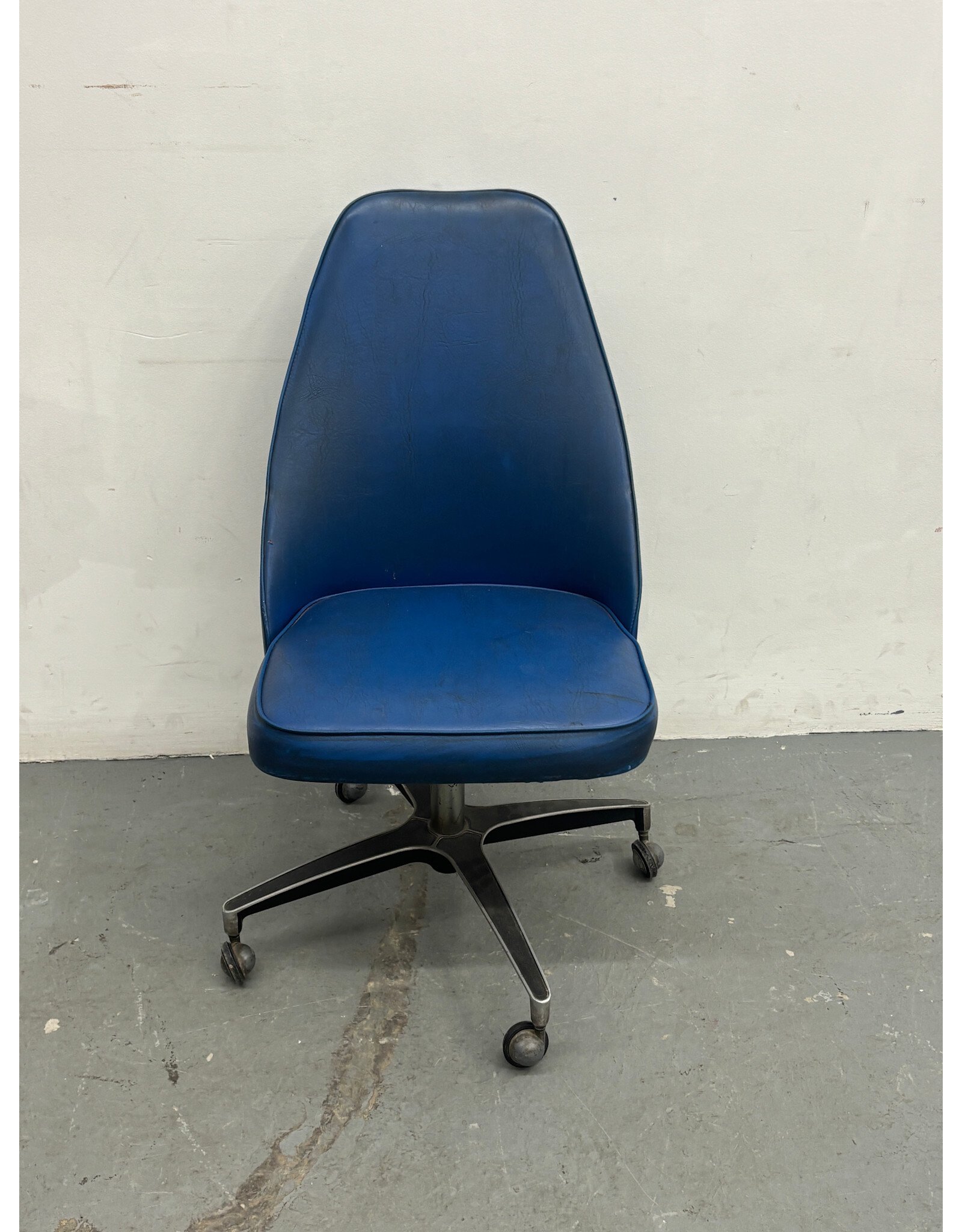 MCM Style Blue Vinyl Desk Chair