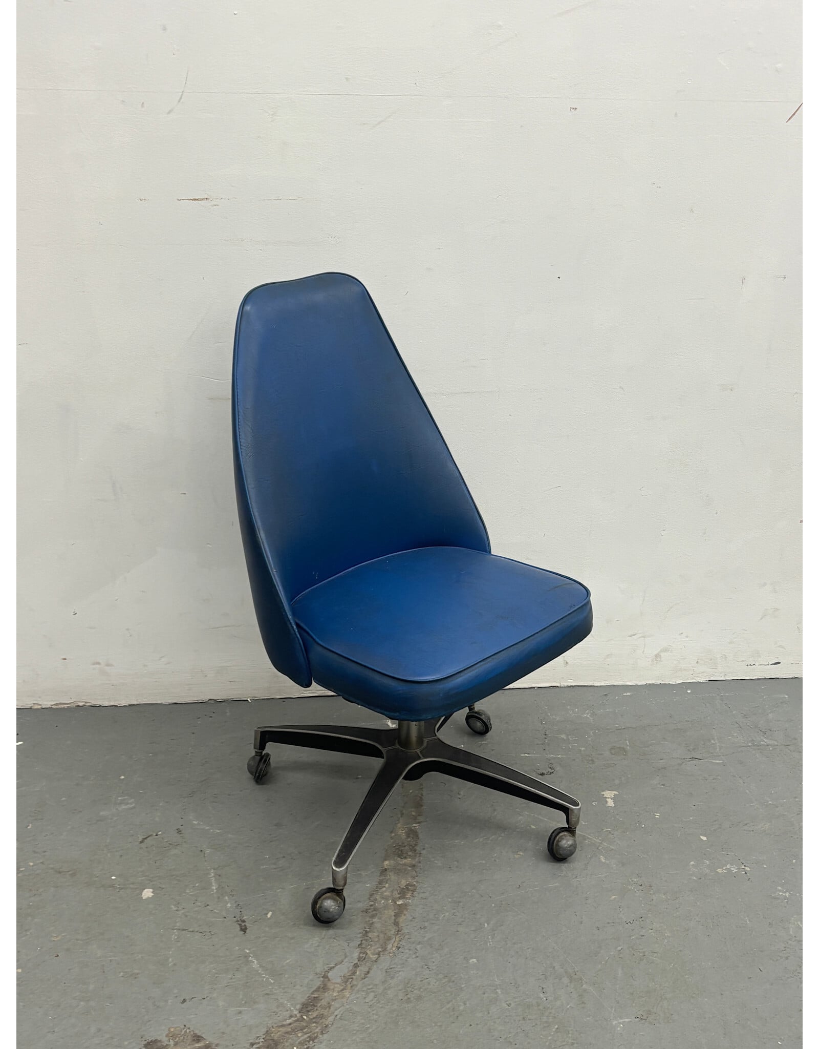 MCM Style Blue Vinyl Desk Chair