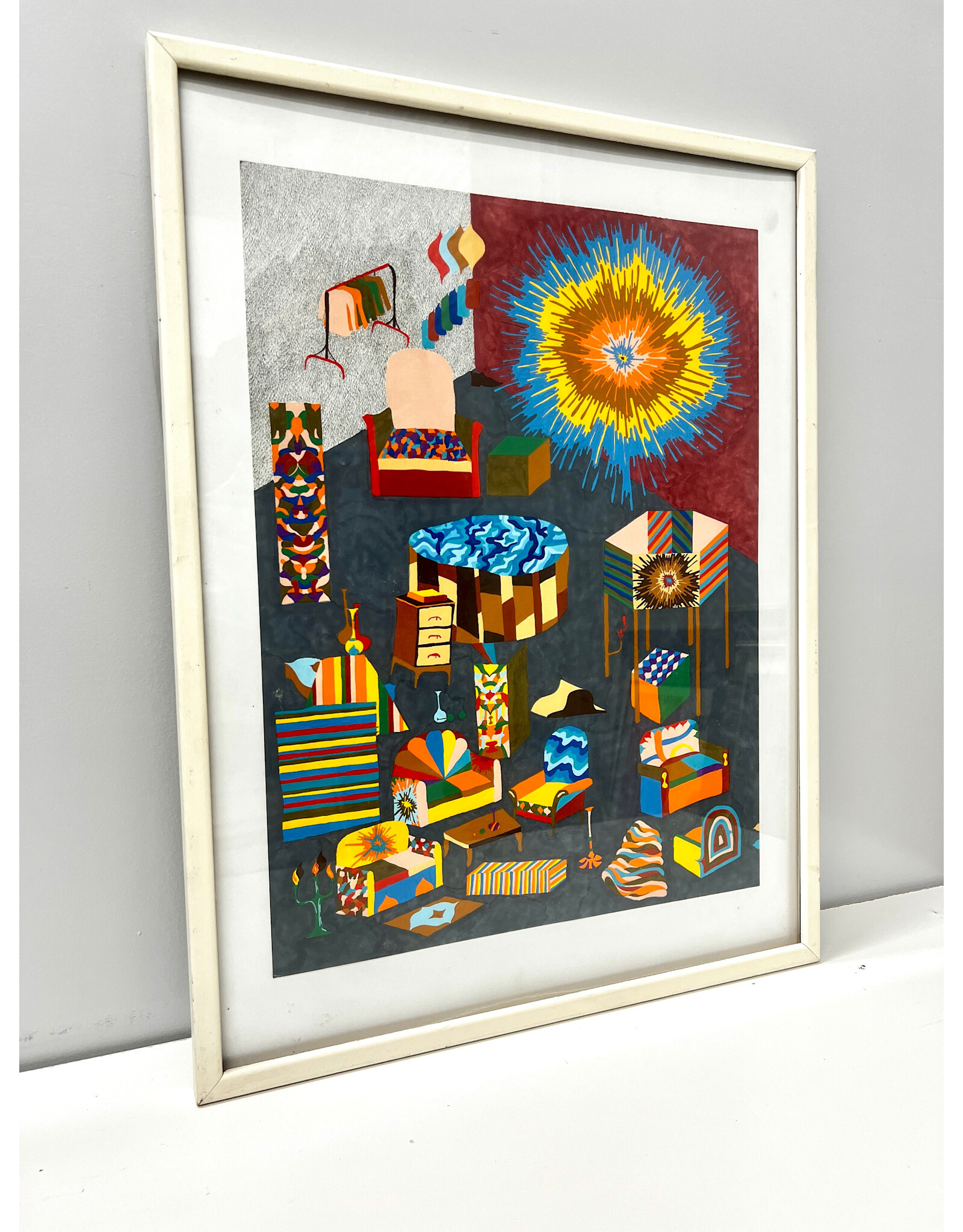 Loft, framed mixed media