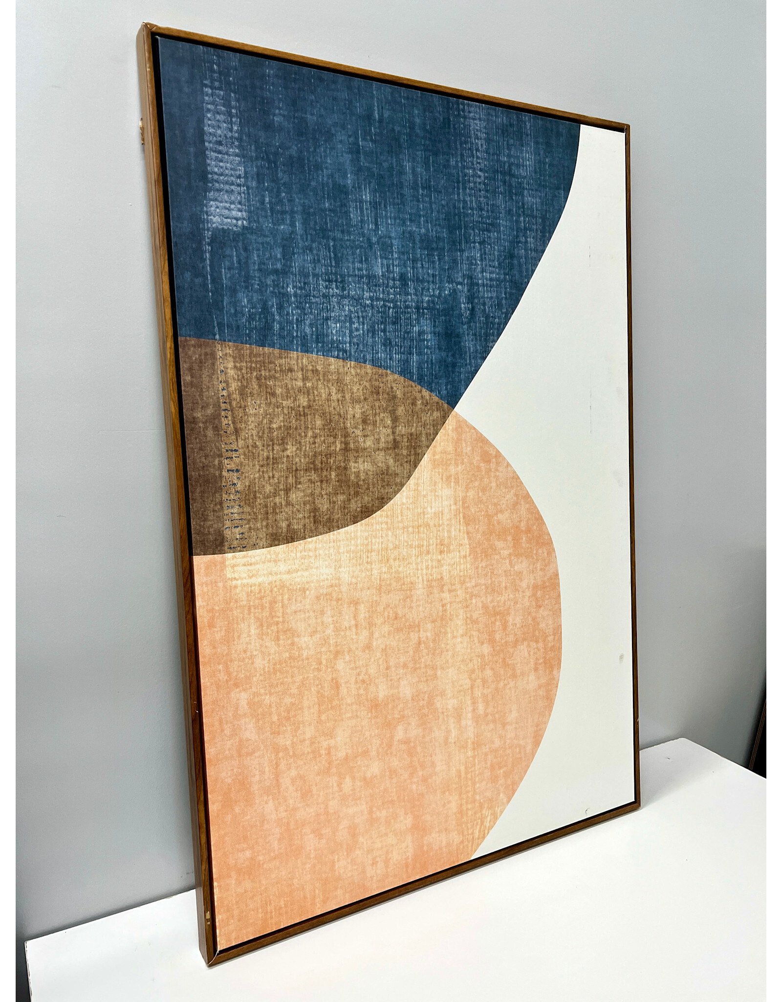 Navy Blue Terracotta Abstract Print on Canvas