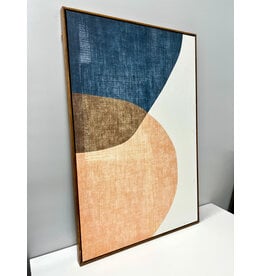 Navy Blue Terracotta Abstract Print on Canvas
