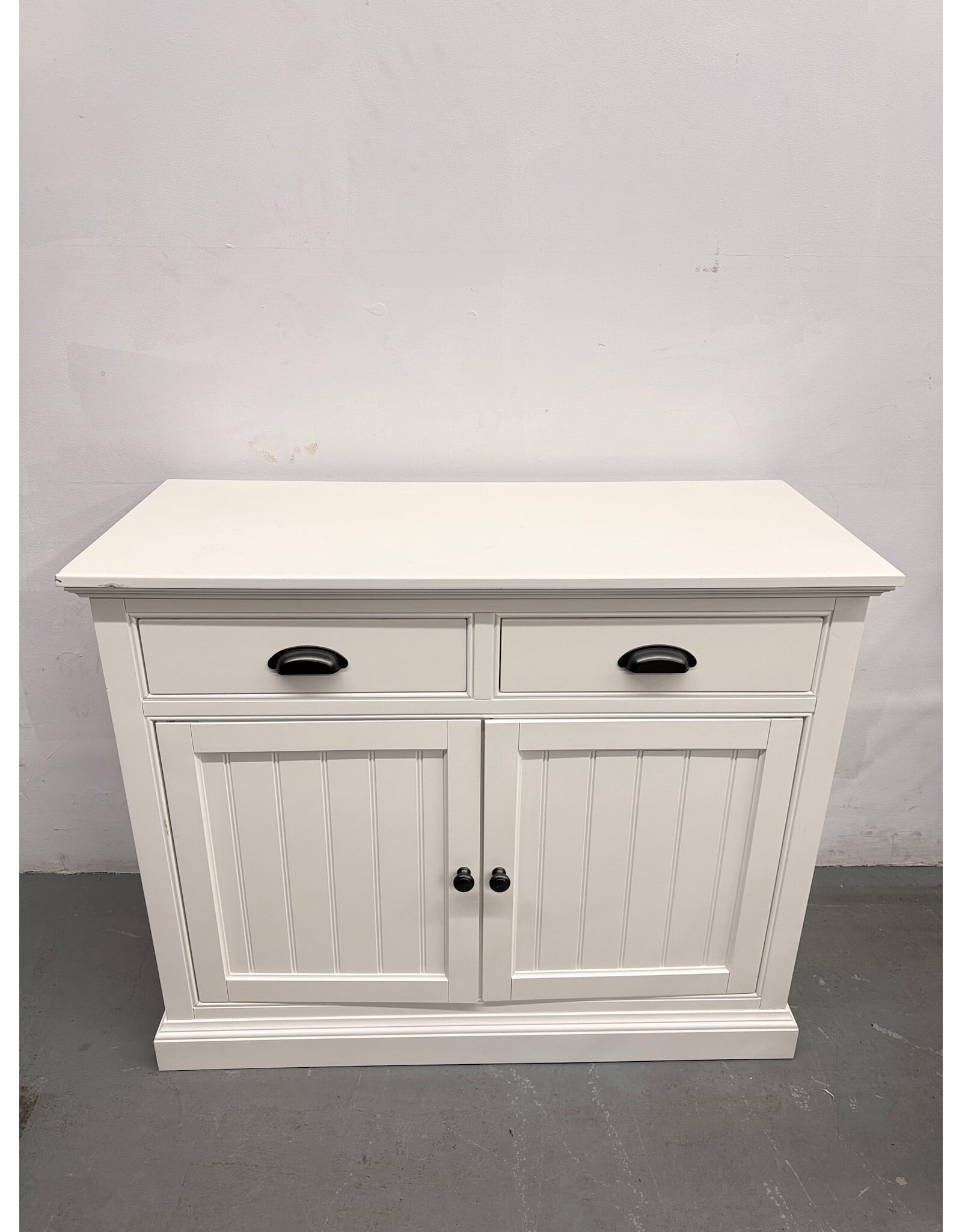 Pottery Barn Aubrey Wood Entryway Console Cabinet in Dutch White