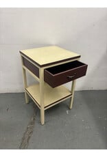 Cream and Burgundy Wood End Table