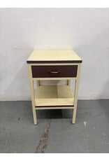 Cream and Burgundy Wood End Table