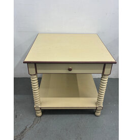 Cream and Burgundy Square Table