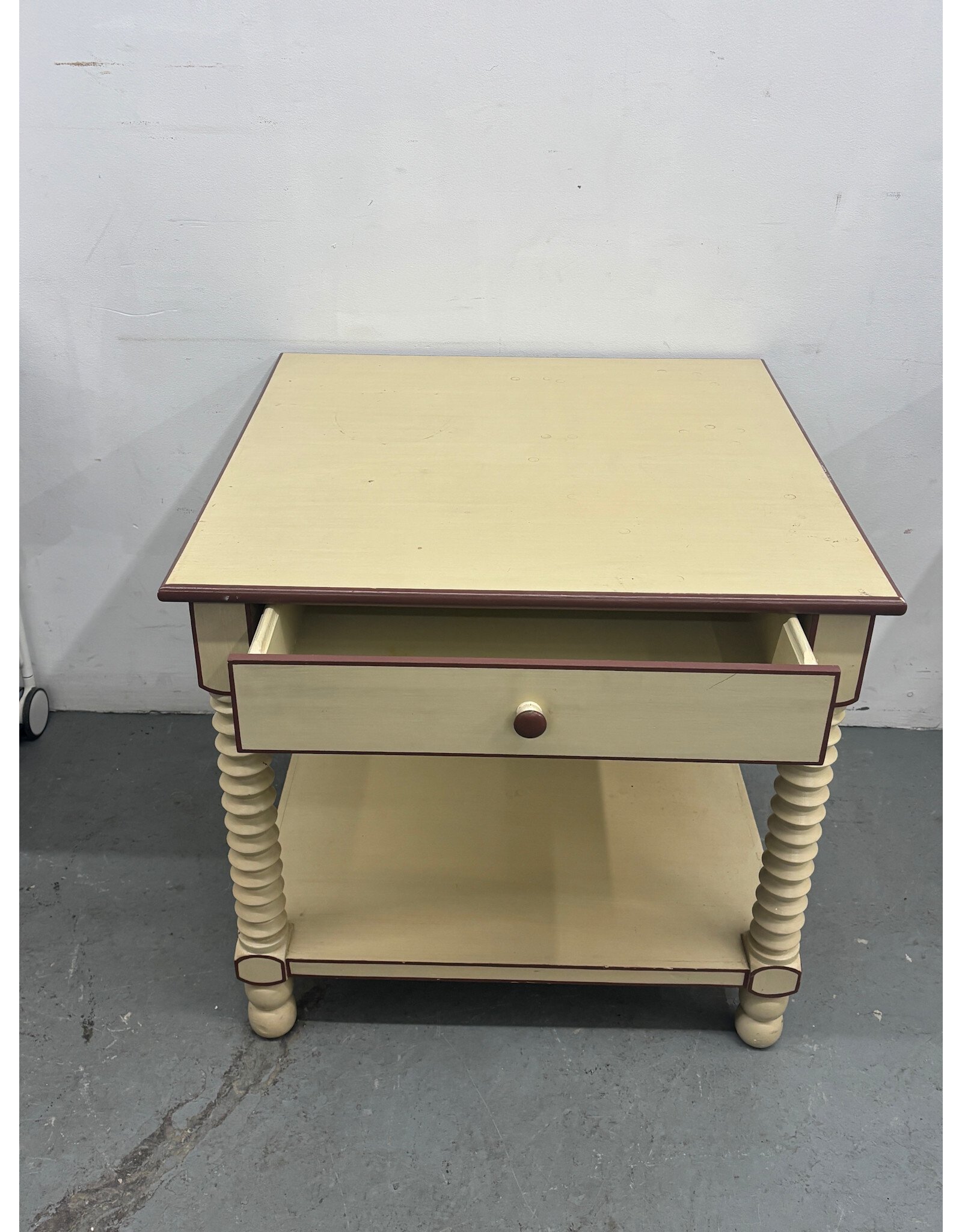 Cream and Burgundy Square Table