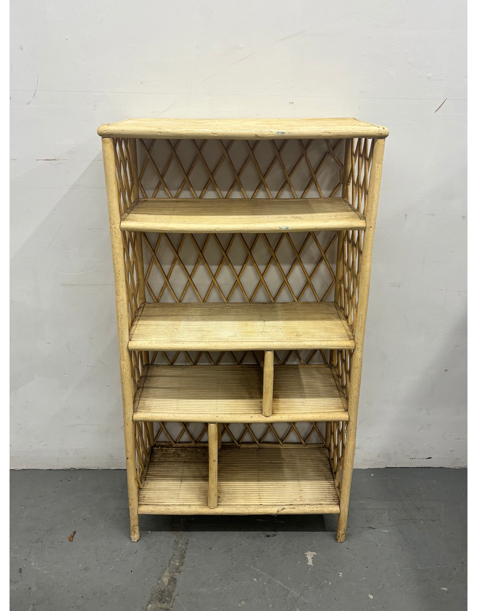 Cream Woven Bamboo Open Shelf