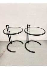 Black Metal & Glass Eileen Gray Style Side Table