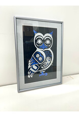 Owl III by April White, framed-pulled serigraph, 65/75