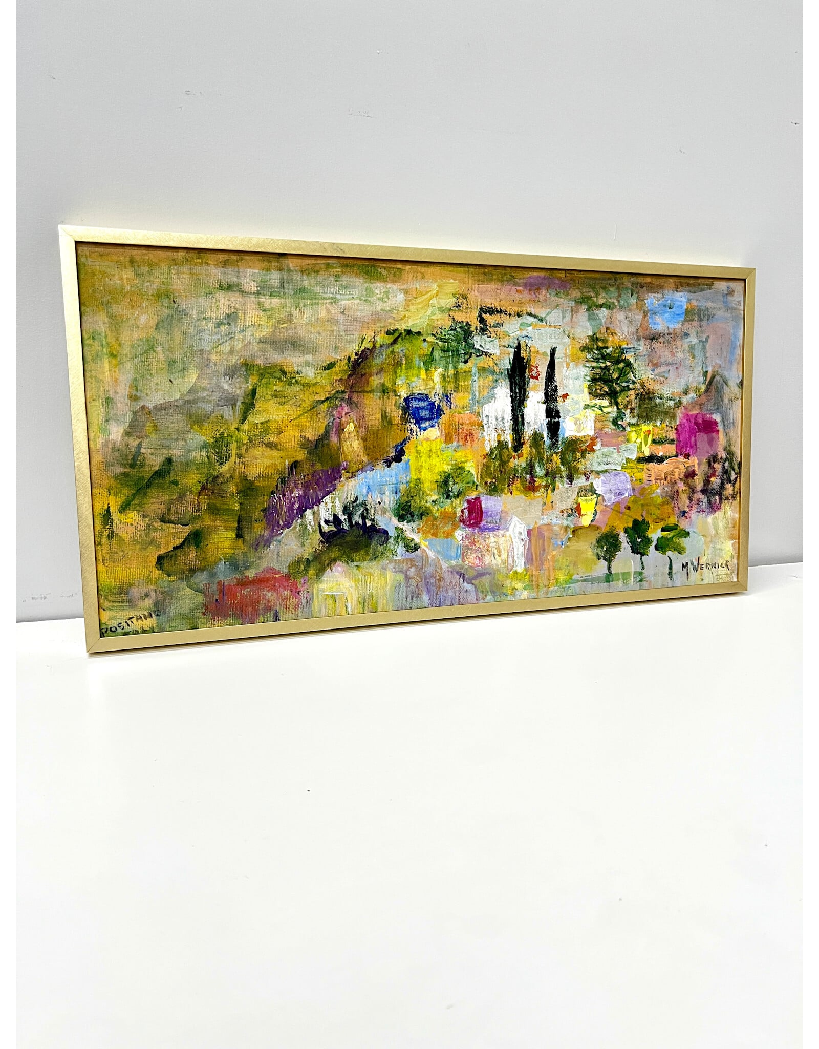Positano, Italy, framed oil on canvas, sgnd M. Vernier