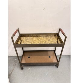 Crate & Barrel Libations Antique Brass Bar Cart