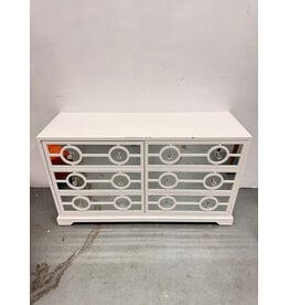 White Transitional 6-Drawer Mirrored Dresser
