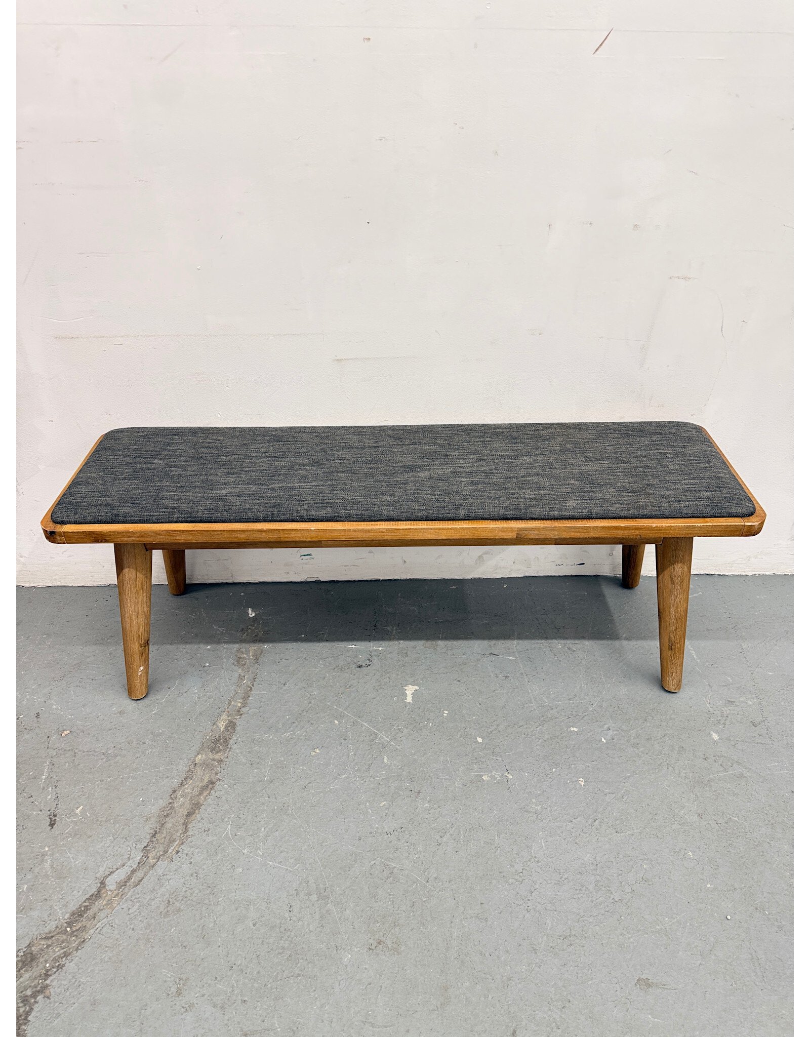 Castlery Seb Dining Bench,Acacia Wood Frame & Grey Upholstered Seat