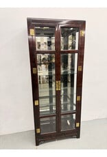 Mahogany & Burlwood Mandarin Ming Style Curio Display Cabinet