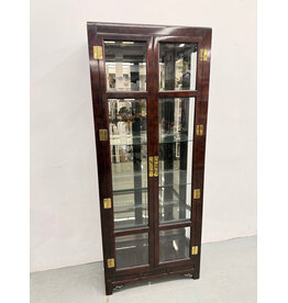 Mahogany & Burlwood Mandarin Ming Style Curio Display Cabinet