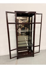 Mahogany & Burlwood Mandarin Ming Style Curio Display Cabinet
