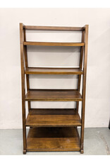 Walnut Finish 5-Shelf Ladder Bookcase