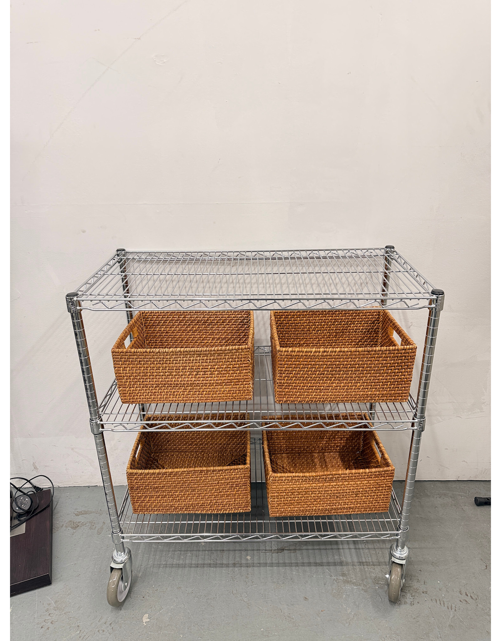 Metal Rolling 3-Shelf Wire Cart