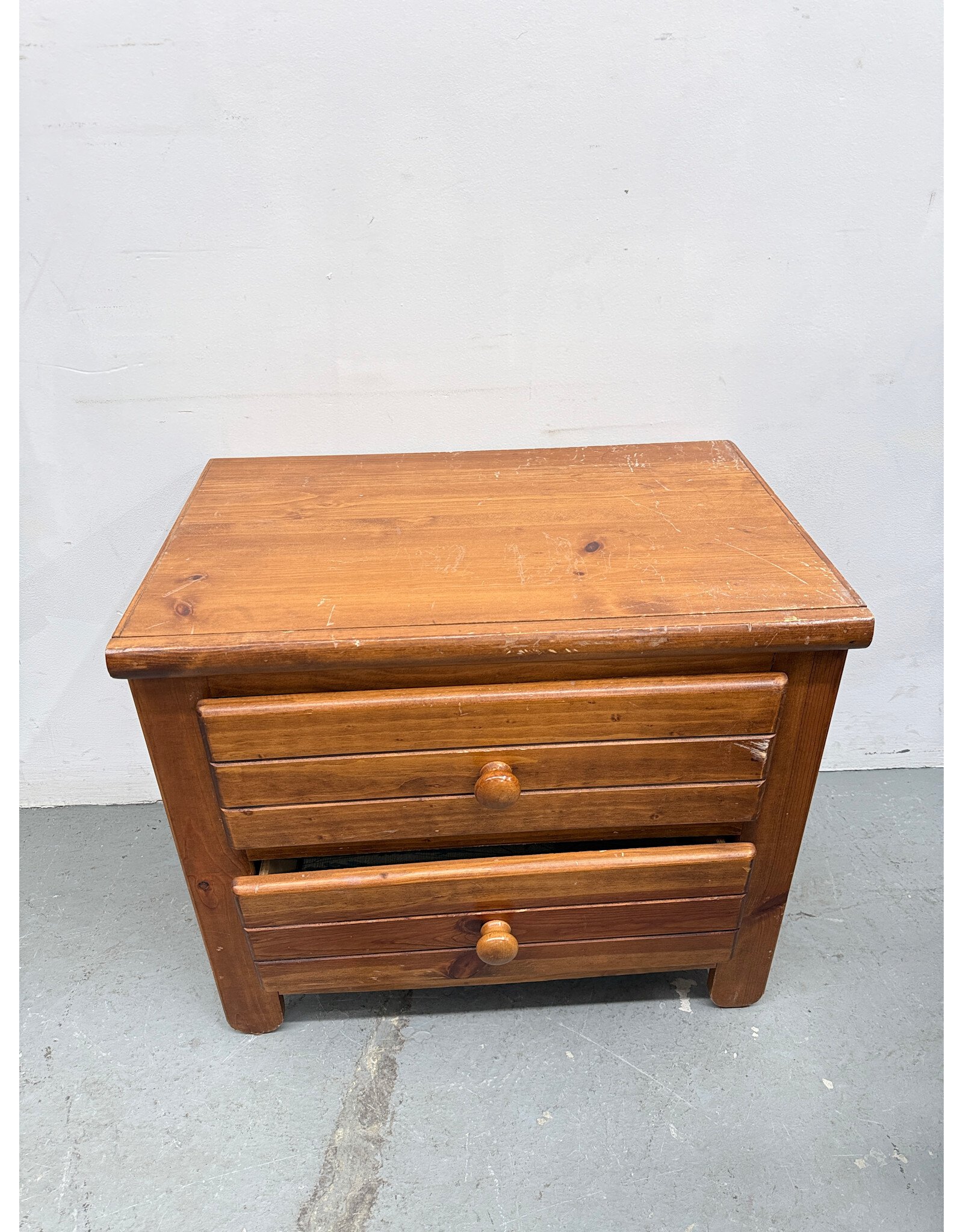 Mid-Century Style Wood Nightstand, 2-Drawers