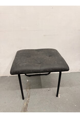 Tufted Black Faux Leather Bench