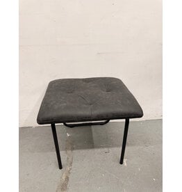 Tufted Black Faux Leather Bench