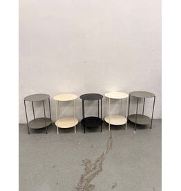 Circle Metal Side Table, Grey Cream Black