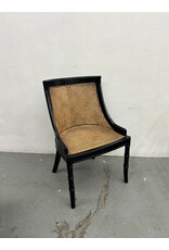 Black Rattan Cane Spoonback Side Chair