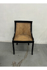 Black Rattan Cane Spoonback Side Chair