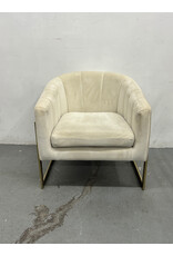 Velvet Barrel Accent Chair with Gold Base