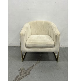 Velvet Barrel Accent Chair with Gold Base