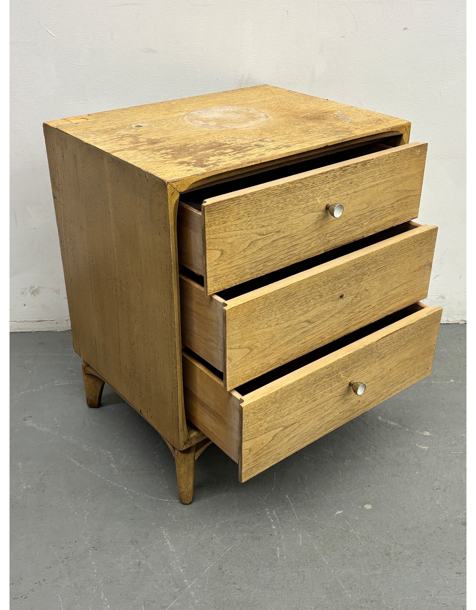 Blonde Oak Three-Drawer Nightstand