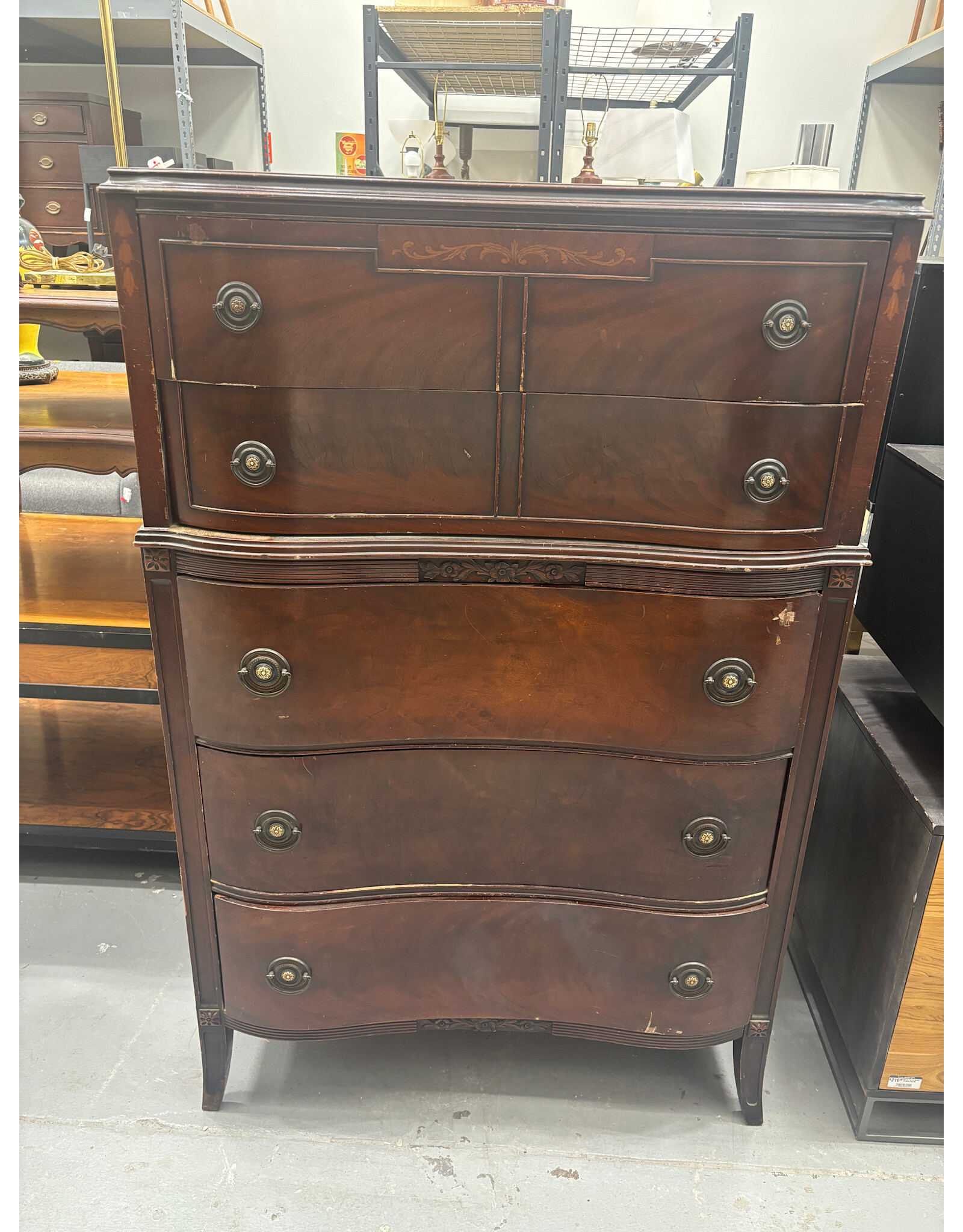Antique Duncan Phyfe Style Mahogany Wave Dresser