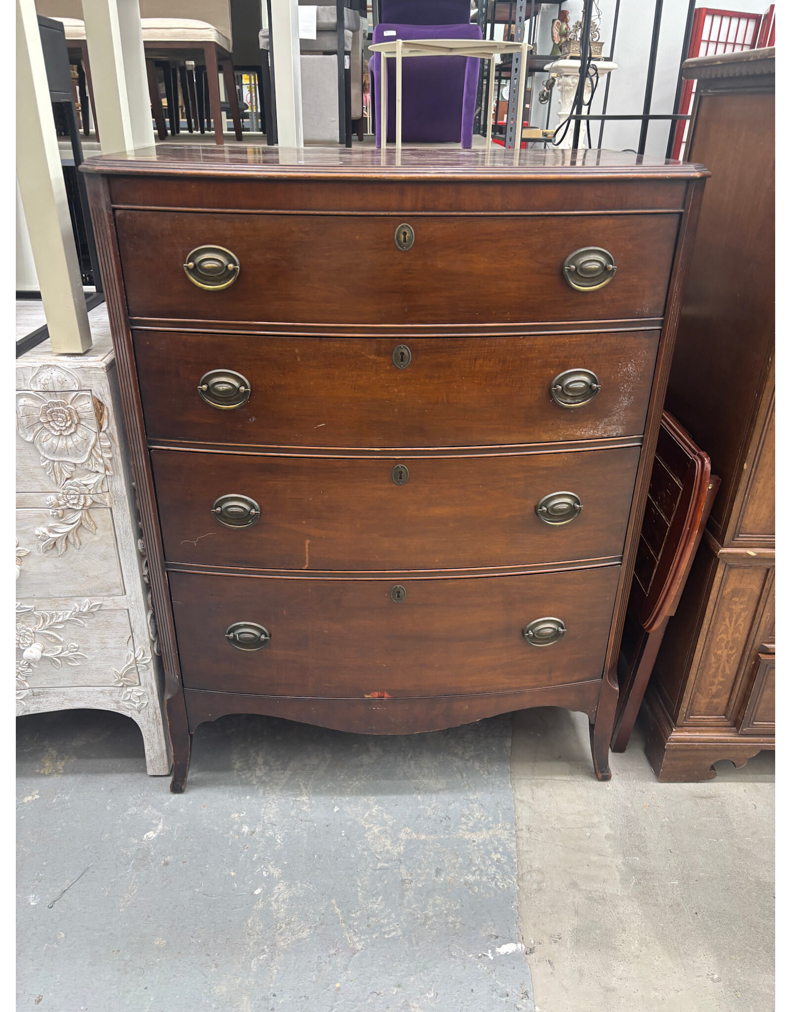 Kindel Furniture Georgian Mahogany Bow Front Highboy
