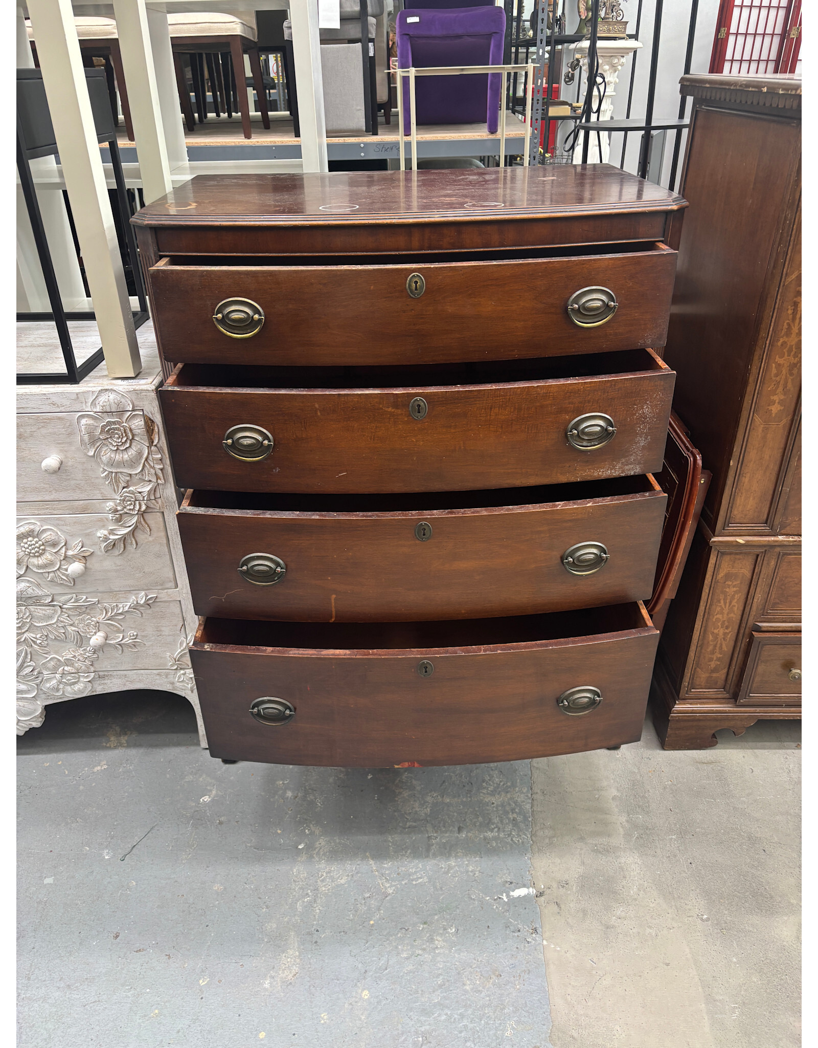 Kindel Furniture Georgian Mahogany Bow Front Highboy