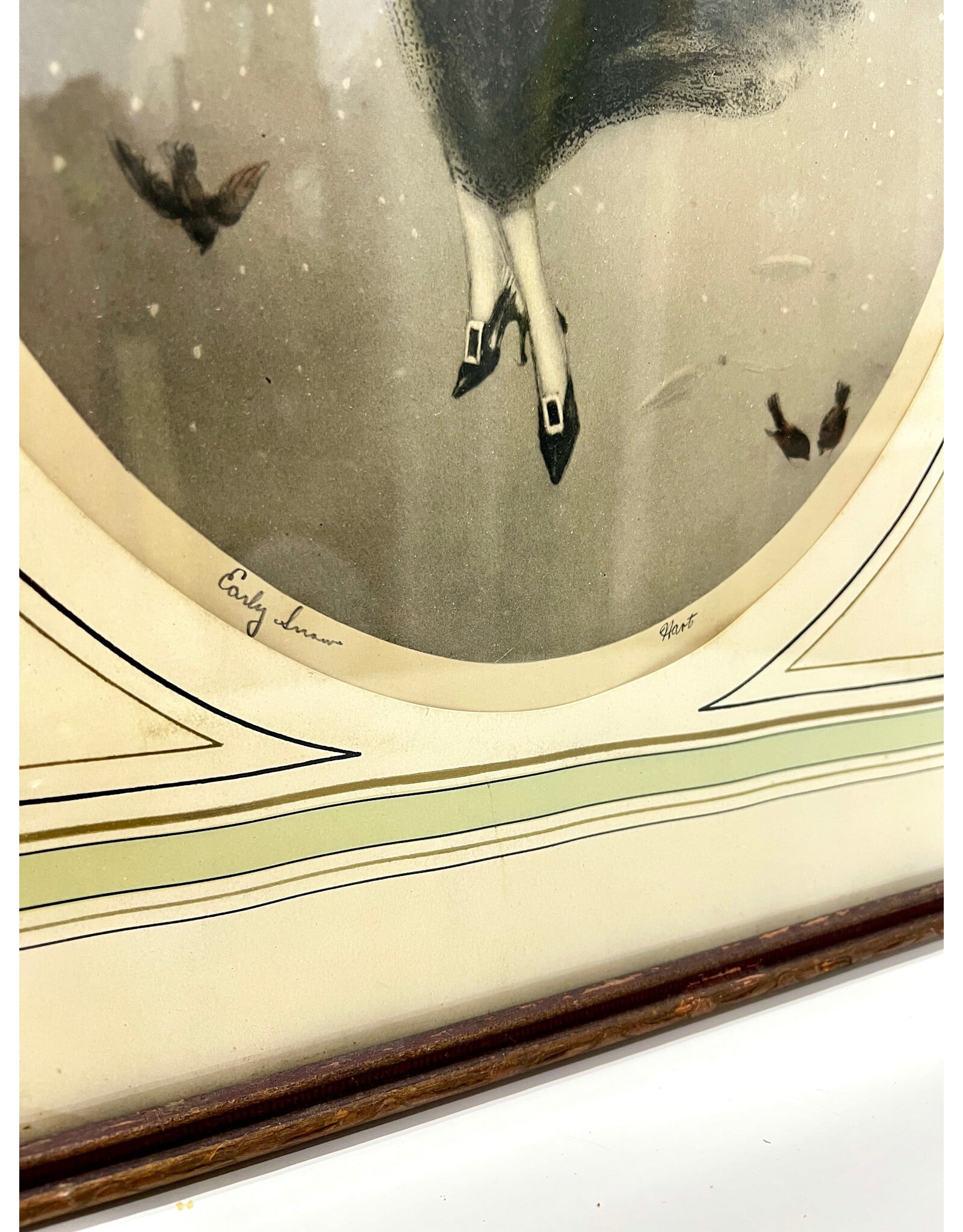 Early Snow, framed etching, sgnd Hart