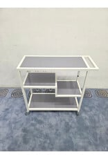 White and Gray Modern 3-Tier Rolling Bar Cart