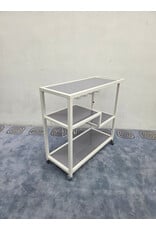 White and Gray Modern 3-Tier Rolling Bar Cart