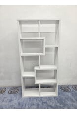 White Geometric Multi-Level Display Shelf